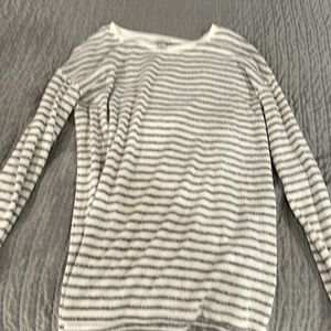 White and gray striped size small women’s sweater